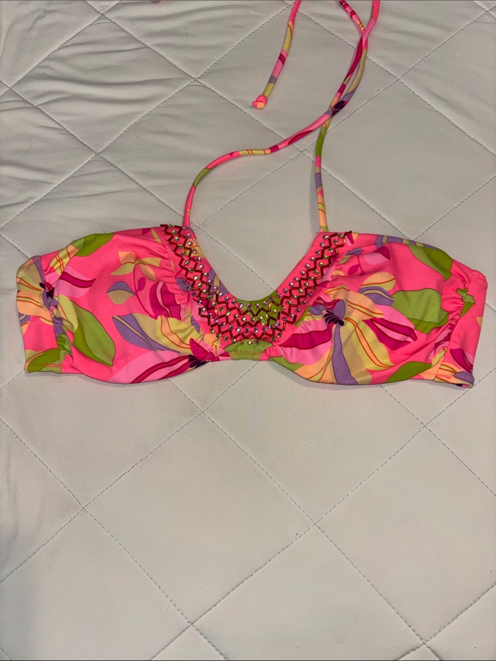Victoria's Secret Pink Multicolor Beaded Bikini Top